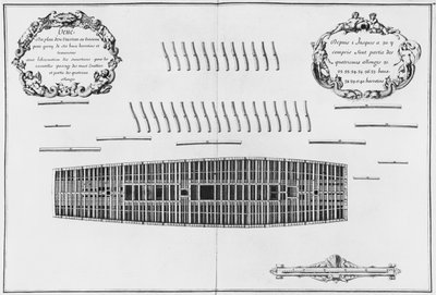 Plan van het derde dek van een schip, illustratie uit de 